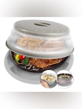 Microwave Steamer Cover and Plate Set - Gray NWT